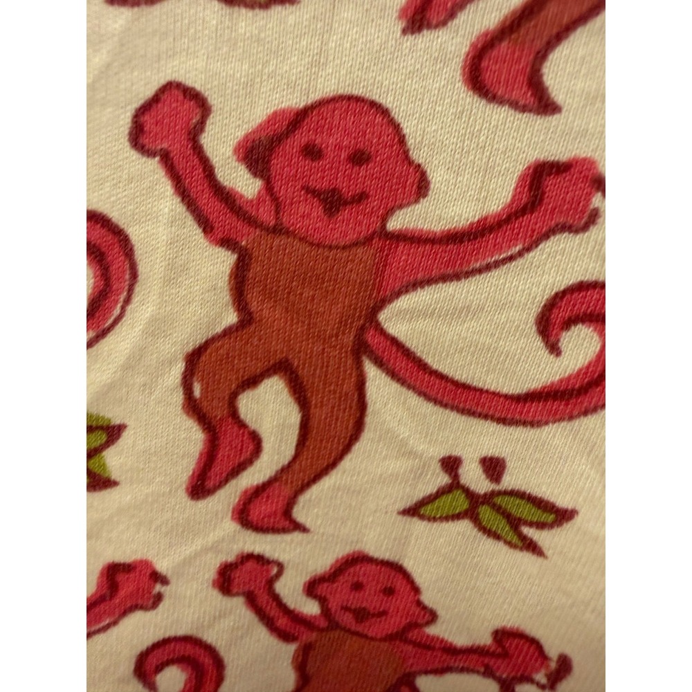 Roller Rabbit Womens Monkey Print Henley Top Size M Noelty Print Pink Cotton - Picture 6 of 7